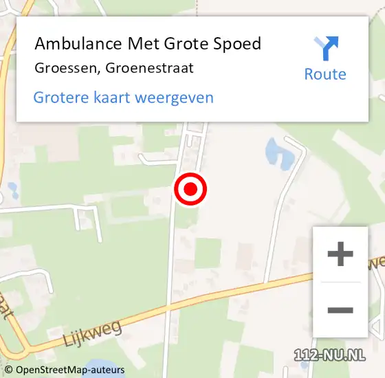 Locatie op kaart van de 112 melding: Ambulance Met Grote Spoed Naar Groessen, Groenestraat op 1 juli 2022 20:11