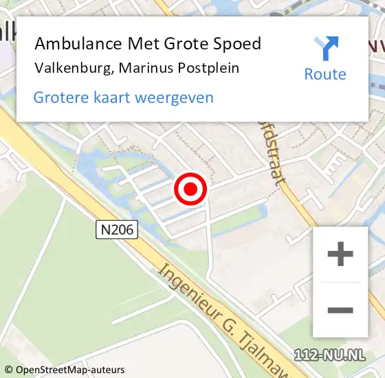 Locatie op kaart van de 112 melding: Ambulance Met Grote Spoed Naar Valkenburg, Marinus Postplein op 1 juli 2022 20:20