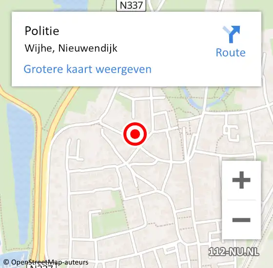 Locatie op kaart van de 112 melding: Politie Wijhe, Nieuwendijk op 1 juli 2022 21:03