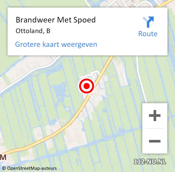 Locatie op kaart van de 112 melding: Brandweer Met Spoed Naar Ottoland, B op 1 juli 2022 21:40