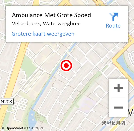 Locatie op kaart van de 112 melding: Ambulance Met Grote Spoed Naar Velserbroek, Waterweegbree op 21 juli 2014 23:23