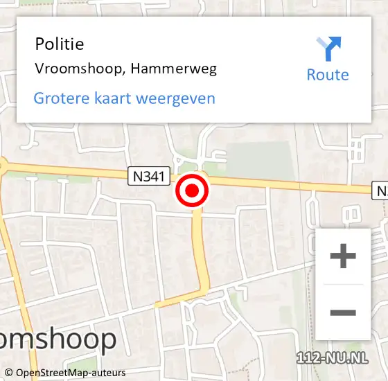 Locatie op kaart van de 112 melding: Politie Vroomshoop, Hammerweg op 1 juli 2022 21:57