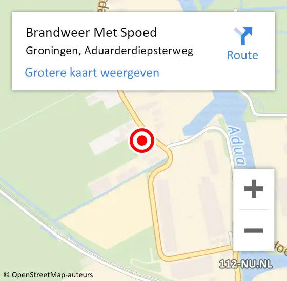 Locatie op kaart van de 112 melding: Brandweer Met Spoed Naar Groningen, Aduarderdiepsterweg op 1 juli 2022 21:59