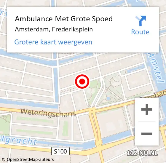 Locatie op kaart van de 112 melding: Ambulance Met Grote Spoed Naar Amsterdam, Frederiksplein op 1 juli 2022 22:21