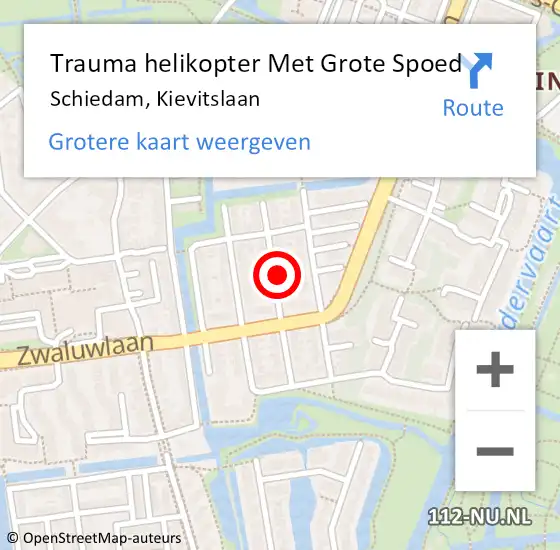 Locatie op kaart van de 112 melding: Trauma helikopter Met Grote Spoed Naar Schiedam, Kievitslaan op 1 juli 2022 22:23