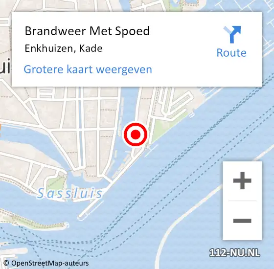 Locatie op kaart van de 112 melding: Brandweer Met Spoed Naar Enkhuizen, Kade op 1 juli 2022 22:38