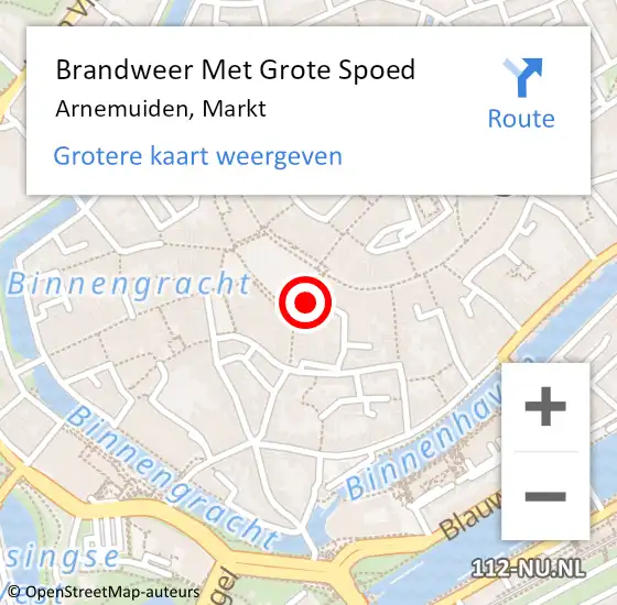 Locatie op kaart van de 112 melding: Brandweer Met Grote Spoed Naar Arnemuiden, Markt op 1 juli 2022 22:47