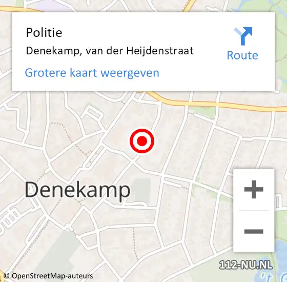 Locatie op kaart van de 112 melding: Politie Denekamp, van der Heijdenstraat op 1 juli 2022 22:56