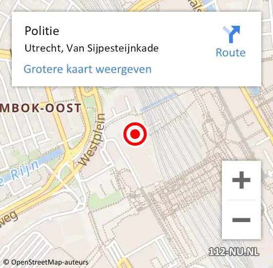 Locatie op kaart van de 112 melding: Politie Utrecht, Van Sijpesteijnkade op 1 juli 2022 23:39