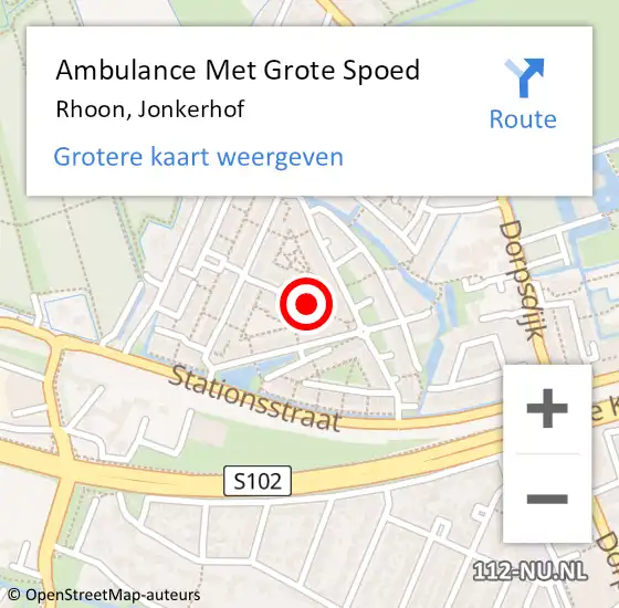 Locatie op kaart van de 112 melding: Ambulance Met Grote Spoed Naar Rhoon, Jonkerhof op 1 juli 2022 23:41