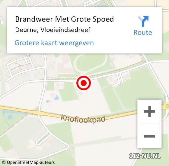 Locatie op kaart van de 112 melding: Brandweer Met Grote Spoed Naar Deurne, Vloeieindsedreef op 2 juli 2022 00:15