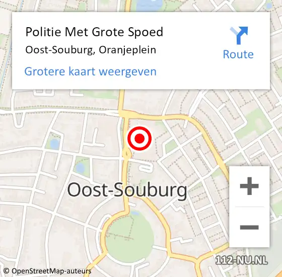 Locatie op kaart van de 112 melding: Politie Met Grote Spoed Naar Oost-Souburg, Oranjeplein op 2 juli 2022 00:26