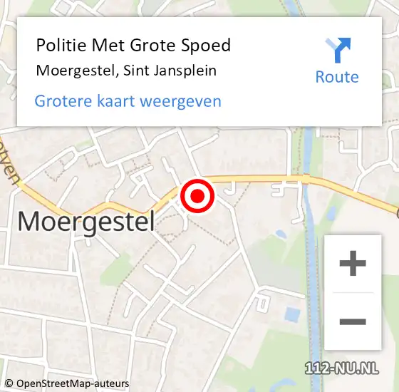 Locatie op kaart van de 112 melding: Politie Met Grote Spoed Naar Moergestel, Sint Jansplein op 2 juli 2022 00:28