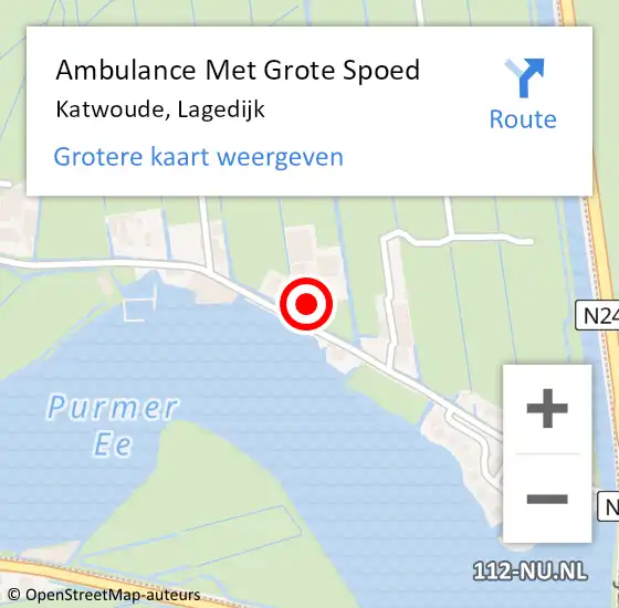 Locatie op kaart van de 112 melding: Ambulance Met Grote Spoed Naar Katwoude, Lagedijk op 2 juli 2022 00:41