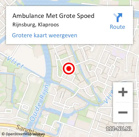 Locatie op kaart van de 112 melding: Ambulance Met Grote Spoed Naar Rijnsburg, Klaproos op 2 juli 2022 00:46
