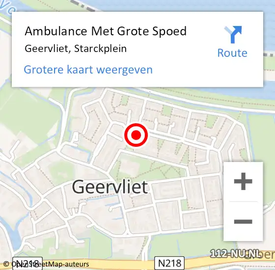 Locatie op kaart van de 112 melding: Ambulance Met Grote Spoed Naar Geervliet, Starckplein op 2 juli 2022 00:47