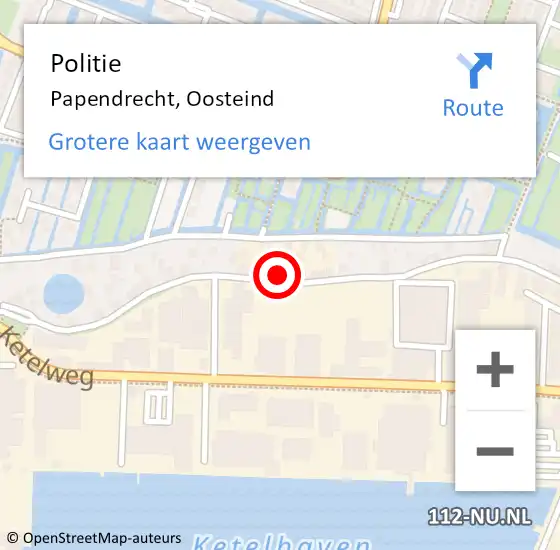 Locatie op kaart van de 112 melding: Politie Papendrecht, Oosteind op 2 juli 2022 01:01