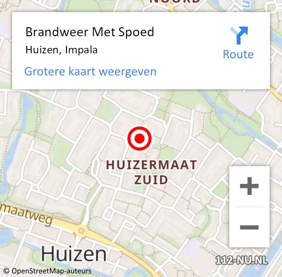 Locatie op kaart van de 112 melding: Brandweer Met Spoed Naar Huizen, Impala op 2 juli 2022 01:06