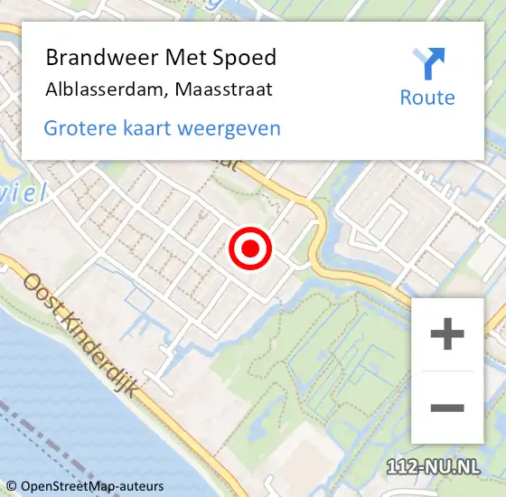 Locatie op kaart van de 112 melding: Brandweer Met Spoed Naar Alblasserdam, Maasstraat op 2 juli 2022 01:10