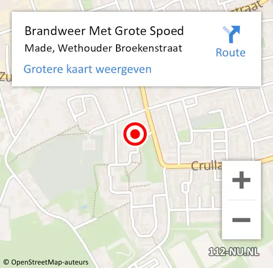 Locatie op kaart van de 112 melding: Brandweer Met Grote Spoed Naar Made, Wethouder Broekenstraat op 2 juli 2022 01:32