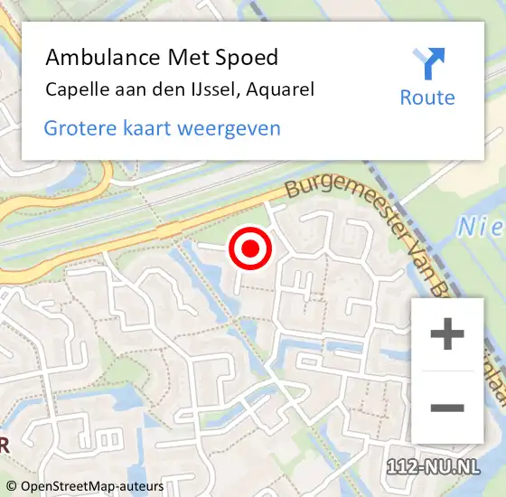 Locatie op kaart van de 112 melding: Ambulance Met Spoed Naar Capelle aan den IJssel, Aquarel op 2 juli 2022 01:54