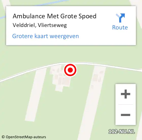 Locatie op kaart van de 112 melding: Ambulance Met Grote Spoed Naar Velddriel, Vliertseweg op 2 juli 2022 02:06