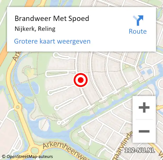 Locatie op kaart van de 112 melding: Brandweer Met Spoed Naar Nijkerk, Reling op 2 juli 2022 02:07