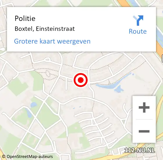 Locatie op kaart van de 112 melding: Politie Boxtel, Einsteinstraat op 2 juli 2022 02:29