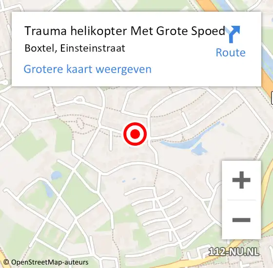 Locatie op kaart van de 112 melding: Trauma helikopter Met Grote Spoed Naar Boxtel, Einsteinstraat op 2 juli 2022 02:31