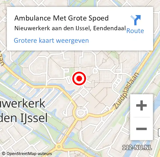 Locatie op kaart van de 112 melding: Ambulance Met Grote Spoed Naar Nieuwerkerk aan den IJssel, Eendendaal op 2 juli 2022 02:35