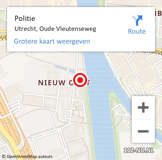 Locatie op kaart van de 112 melding: Politie Utrecht, Oude Vleutenseweg op 2 juli 2022 02:40