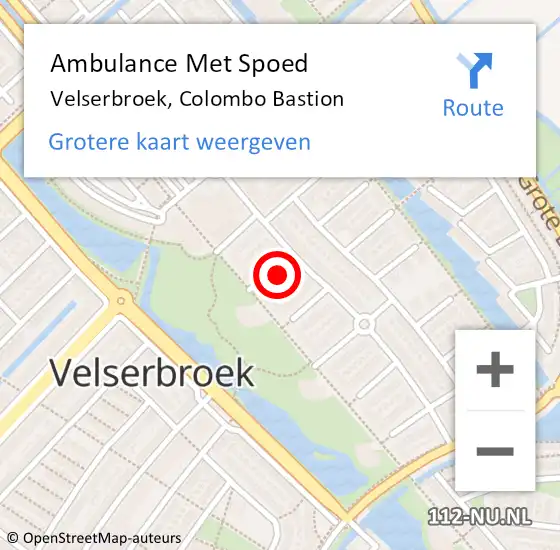 Locatie op kaart van de 112 melding: Ambulance Met Spoed Naar Velserbroek, Colombo Bastion op 2 juli 2022 03:02