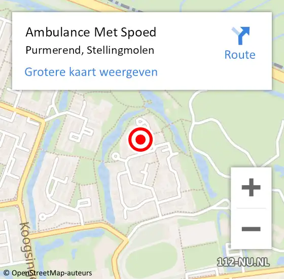 Locatie op kaart van de 112 melding: Ambulance Met Spoed Naar Purmerend, Stellingmolen op 2 juli 2022 03:34