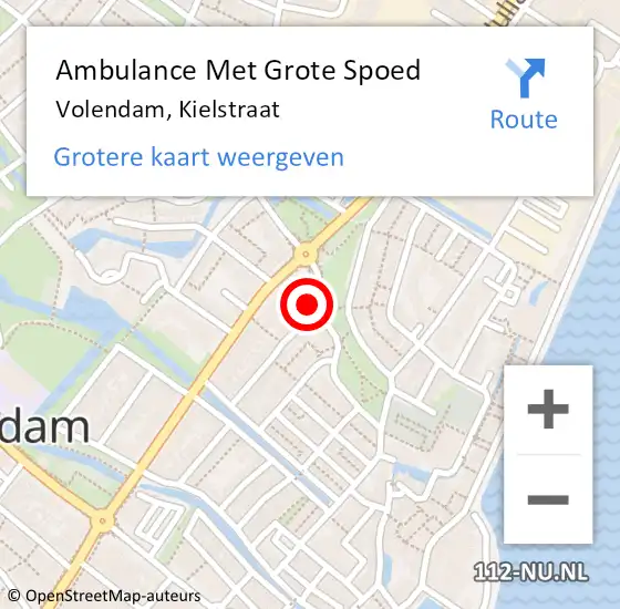 Locatie op kaart van de 112 melding: Ambulance Met Grote Spoed Naar Volendam, Kielstraat op 2 juli 2022 03:50