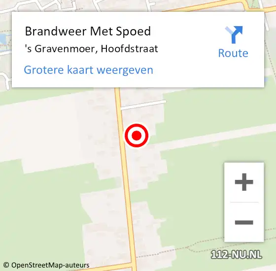 Locatie op kaart van de 112 melding: Brandweer Met Spoed Naar 's Gravenmoer, Hoofdstraat op 2 juli 2022 04:55