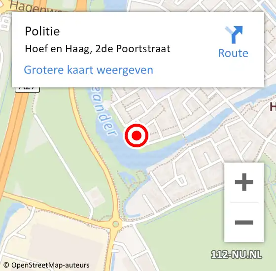Locatie op kaart van de 112 melding: Politie Hoef en Haag, 2de Poortstraat op 2 juli 2022 05:32