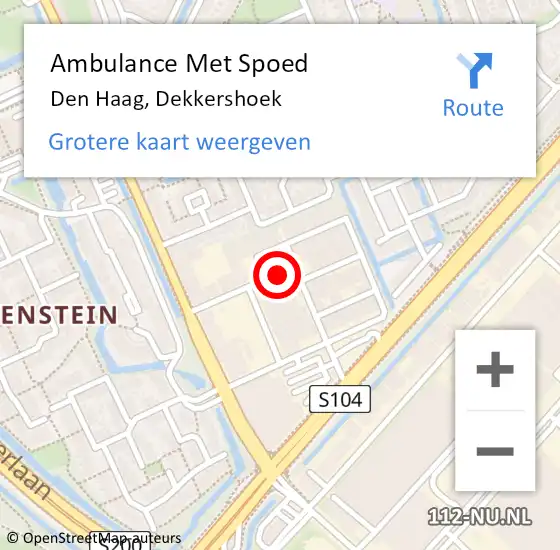 Locatie op kaart van de 112 melding: Ambulance Met Spoed Naar Den Haag, Dekkershoek op 2 juli 2022 05:32