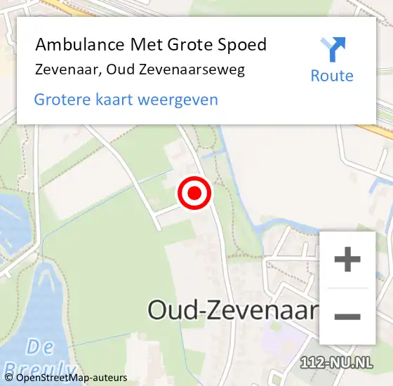 Locatie op kaart van de 112 melding: Ambulance Met Grote Spoed Naar Zevenaar, Oud Zevenaarseweg op 2 juli 2022 06:47