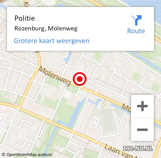 Locatie op kaart van de 112 melding: Politie Rozenburg, Molenweg op 2 juli 2022 07:39