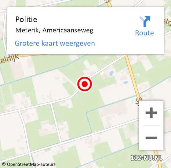Locatie op kaart van de 112 melding: Politie Meterik, Americaanseweg op 2 juli 2022 08:01