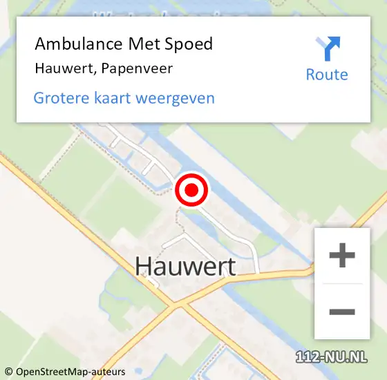 Locatie op kaart van de 112 melding: Ambulance Met Spoed Naar Hauwert, Papenveer op 2 juli 2022 08:28