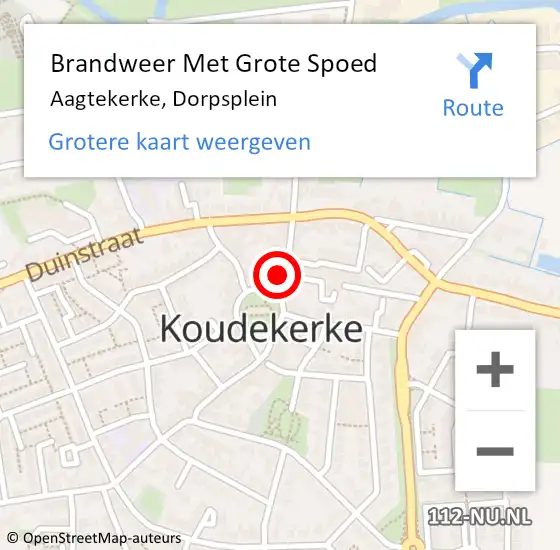 Locatie op kaart van de 112 melding: Brandweer Met Grote Spoed Naar Aagtekerke, Dorpsplein op 2 juli 2022 08:42