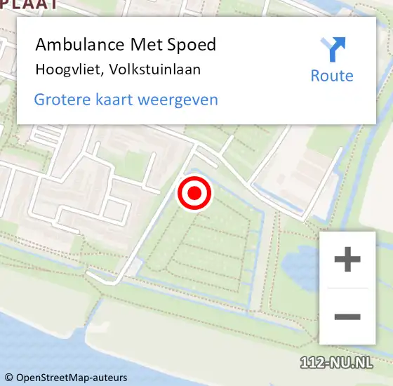 Locatie op kaart van de 112 melding: Ambulance Met Spoed Naar Hoogvliet, Volkstuinlaan op 2 juli 2022 08:43