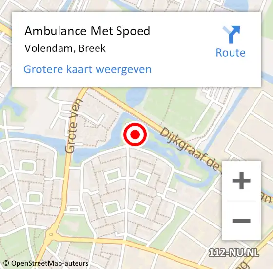 Locatie op kaart van de 112 melding: Ambulance Met Spoed Naar Volendam, Breek op 2 juli 2022 08:52