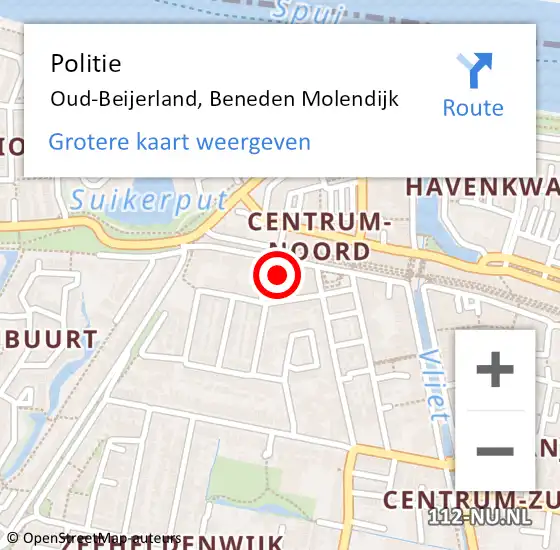 Locatie op kaart van de 112 melding: Politie Oud-Beijerland, Beneden Molendijk op 2 juli 2022 08:59