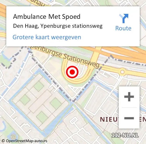 Locatie op kaart van de 112 melding: Ambulance Met Spoed Naar Den Haag, Ypenburgse stationsweg op 2 juli 2022 08:59