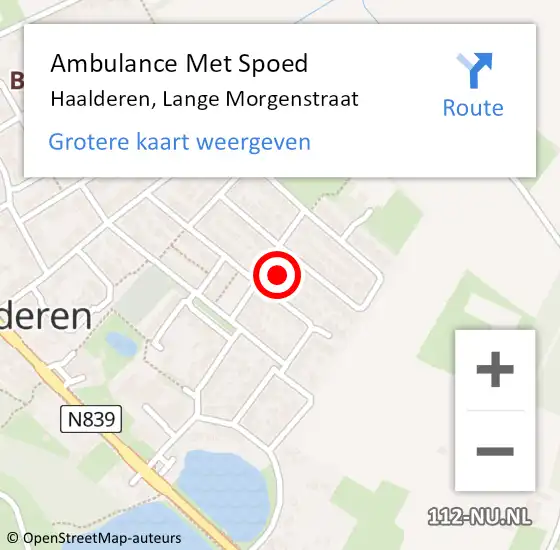 Locatie op kaart van de 112 melding: Ambulance Met Spoed Naar Haalderen, Lange Morgenstraat op 2 juli 2022 09:43