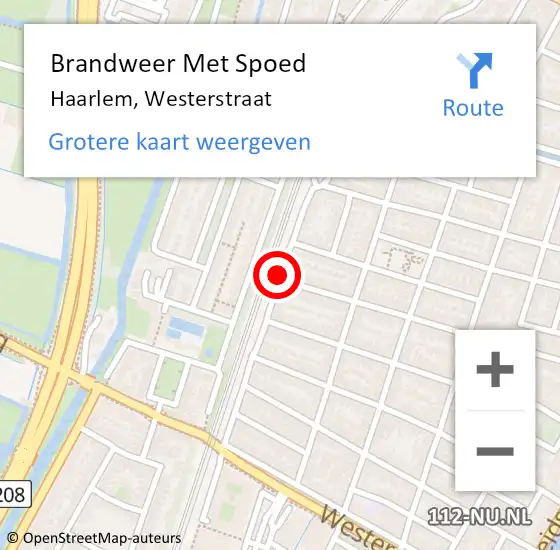 Locatie op kaart van de 112 melding: Brandweer Met Spoed Naar Haarlem, Westerstraat op 2 juli 2022 10:09