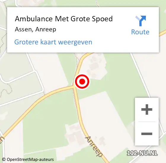 Locatie op kaart van de 112 melding: Ambulance Met Grote Spoed Naar Assen, Anreep op 2 juli 2022 10:17