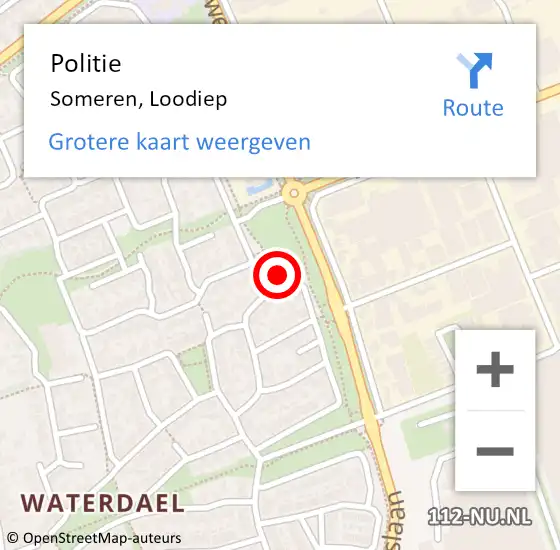 Locatie op kaart van de 112 melding: Politie Someren, Loodiep op 2 juli 2022 10:31